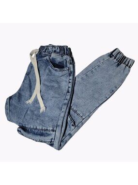 Juny Jogger Jeans Womens Size Small Mid Rise Light Wash Denim Pull On Pants